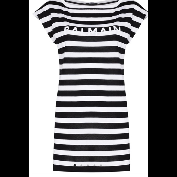 BALMAIN Long sleeveless logo print T-shirt, singlet, vest, striped T-shirt - Picture 3 of 8